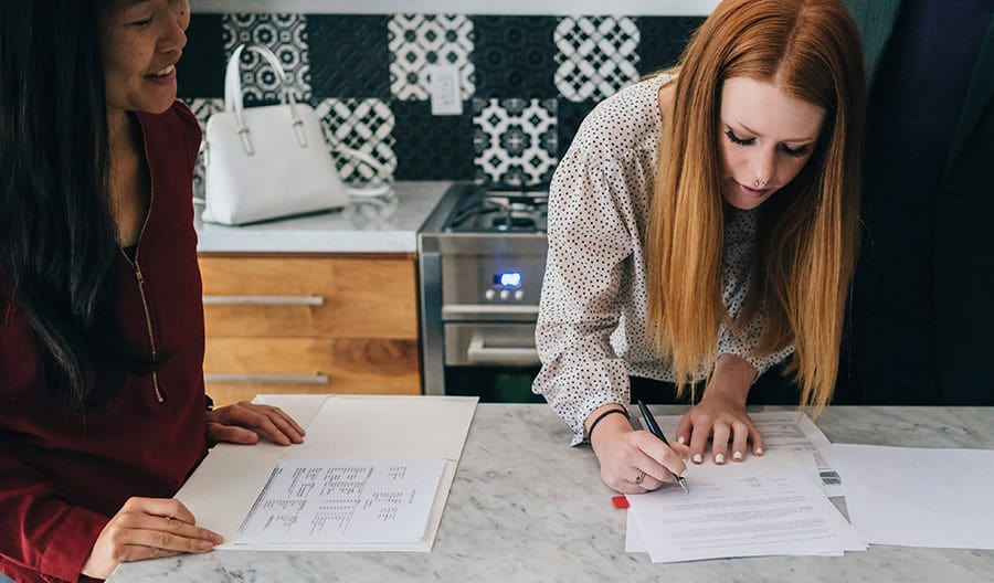 Woman buying a home