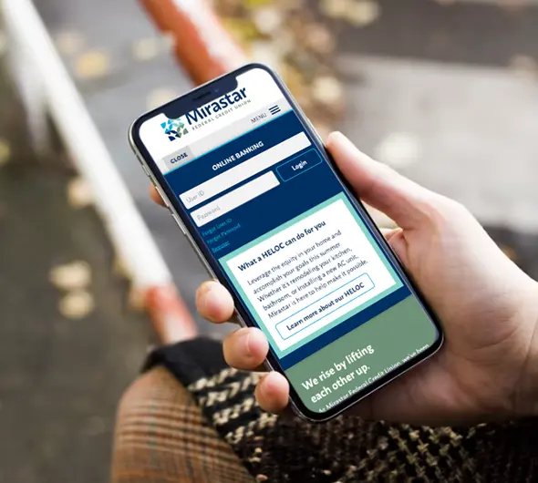Woman using phone to login